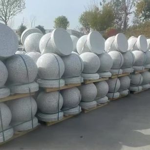 长治 白麻花岗岩石材圆球，石球，挡车球，隔离球，景观石球，风水球等