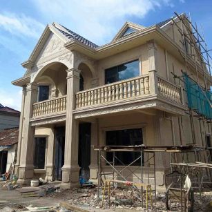 长治 黄金麻花岗岩石材私人别墅雕花门楼柱阳台栏杆