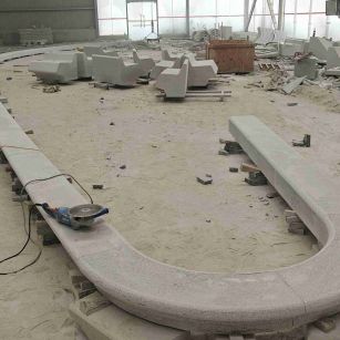 长治 芝麻白花岗岩弧形花坛石，坐凳石