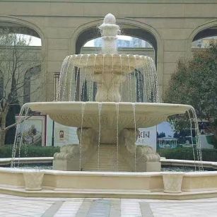 长治 黄金麻花岗岩异型加工——户外庭院石雕流水喷泉