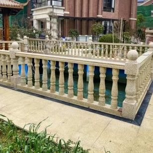 长治黄金麻花岗岩石材栏杆，扶手，将军柱，花瓶柱