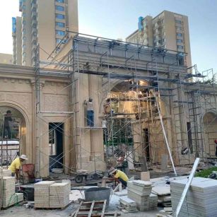 长治 黄金麻荔枝面花岗岩小区门楼外墙干挂