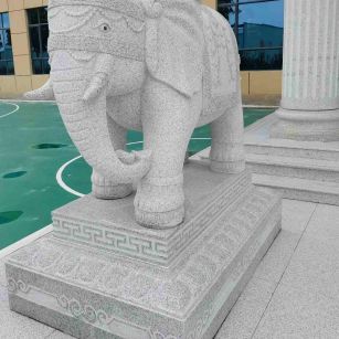 长治 白麻花岗岩动物异形石雕-大象