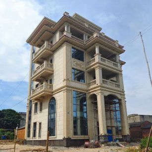 长治 黄金麻花岗岩石材别墅外墙干挂搭配（雕花栏杆花瓶柱门楼罗马柱）