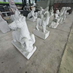 长治 芝麻白花岗岩造型立体雕刻——十二生肖