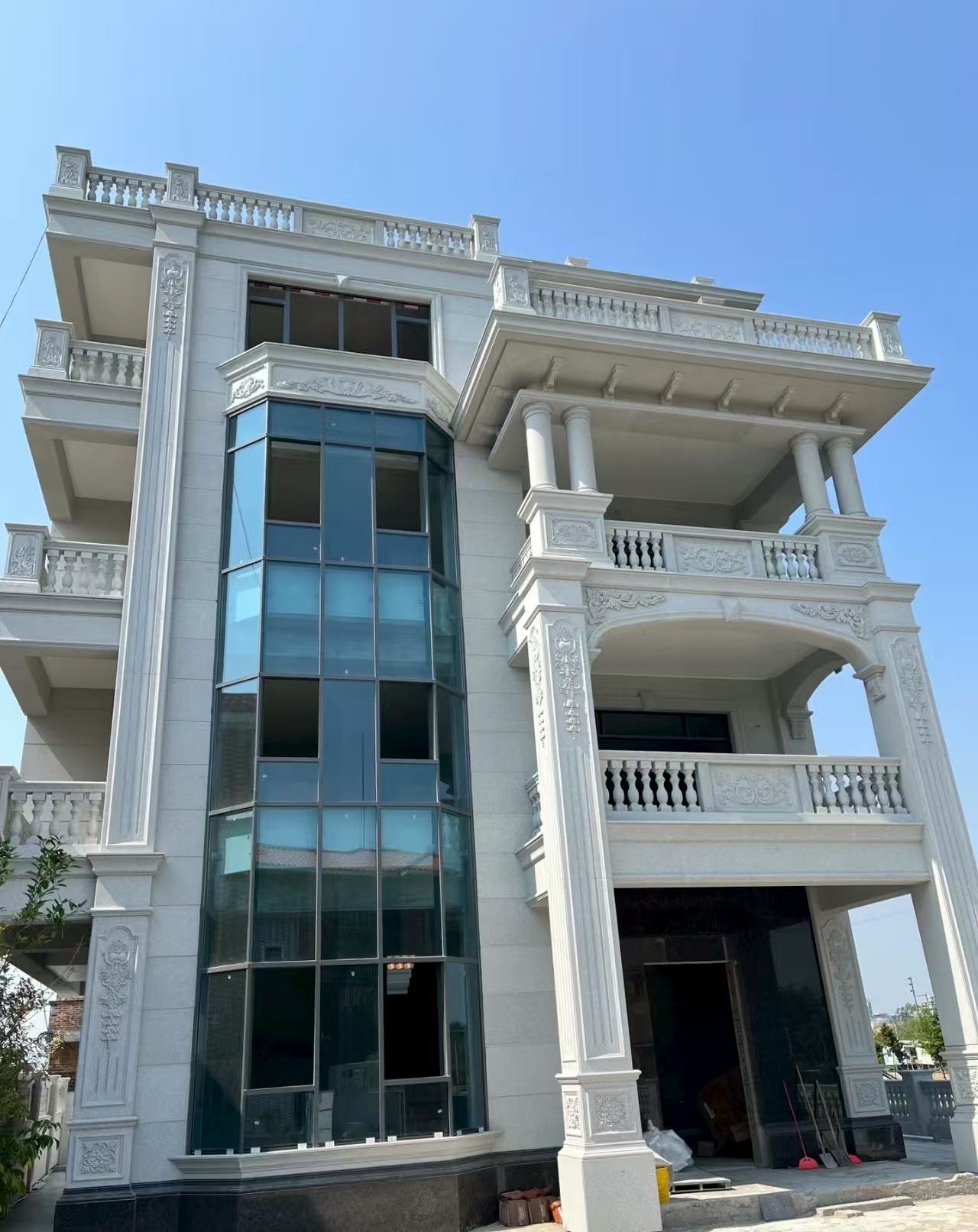 长治 白麻花岗岩别墅外墙干挂效果展示